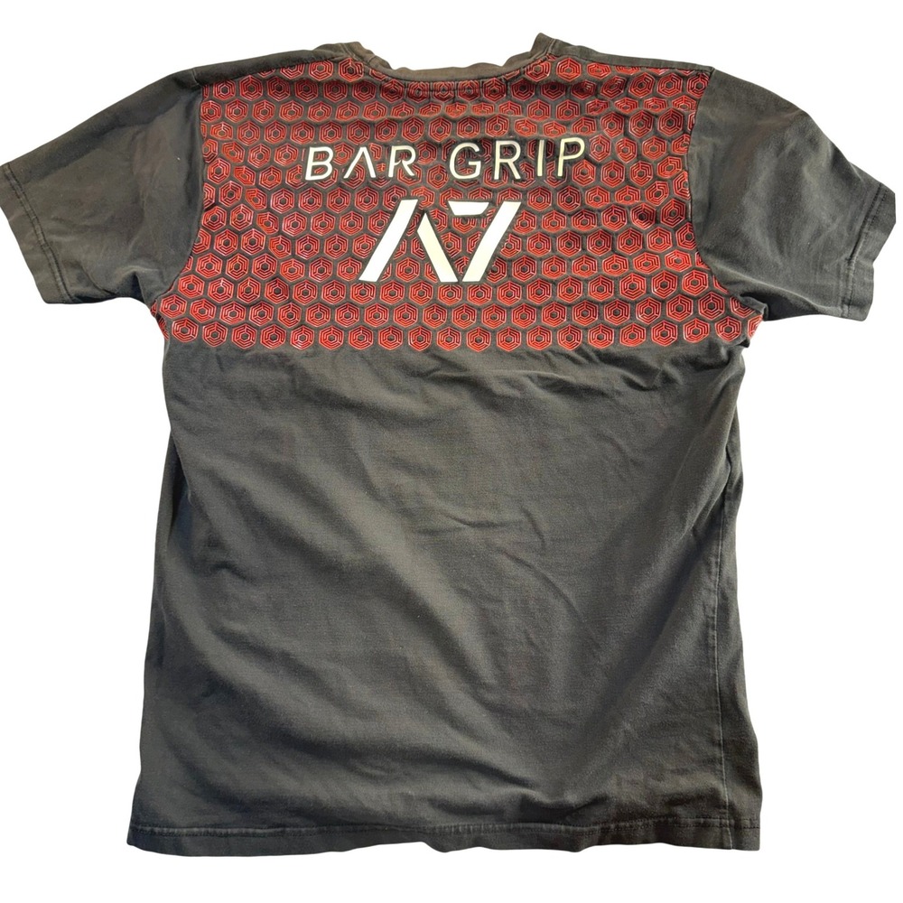 A7‎ Strongwear Bar Grip Shirt Mens Large Black Red Powerlifting Training Tee